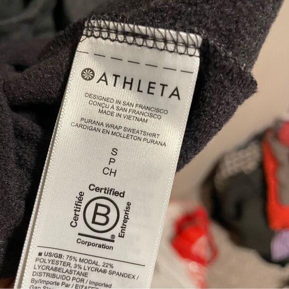 Athleta Purana Wrap Sweatshirt Charcoal Heather Grey- Size Small - Picture 7 of 9